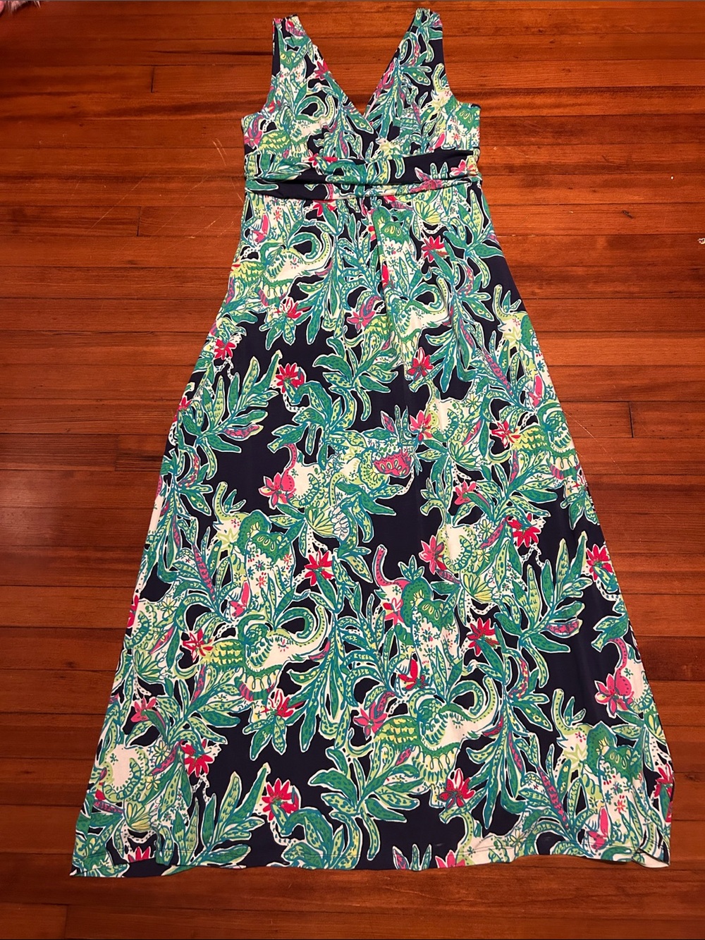 Lilly Pulitzer Maxi Dress Size XL in Navy, Green & Pink